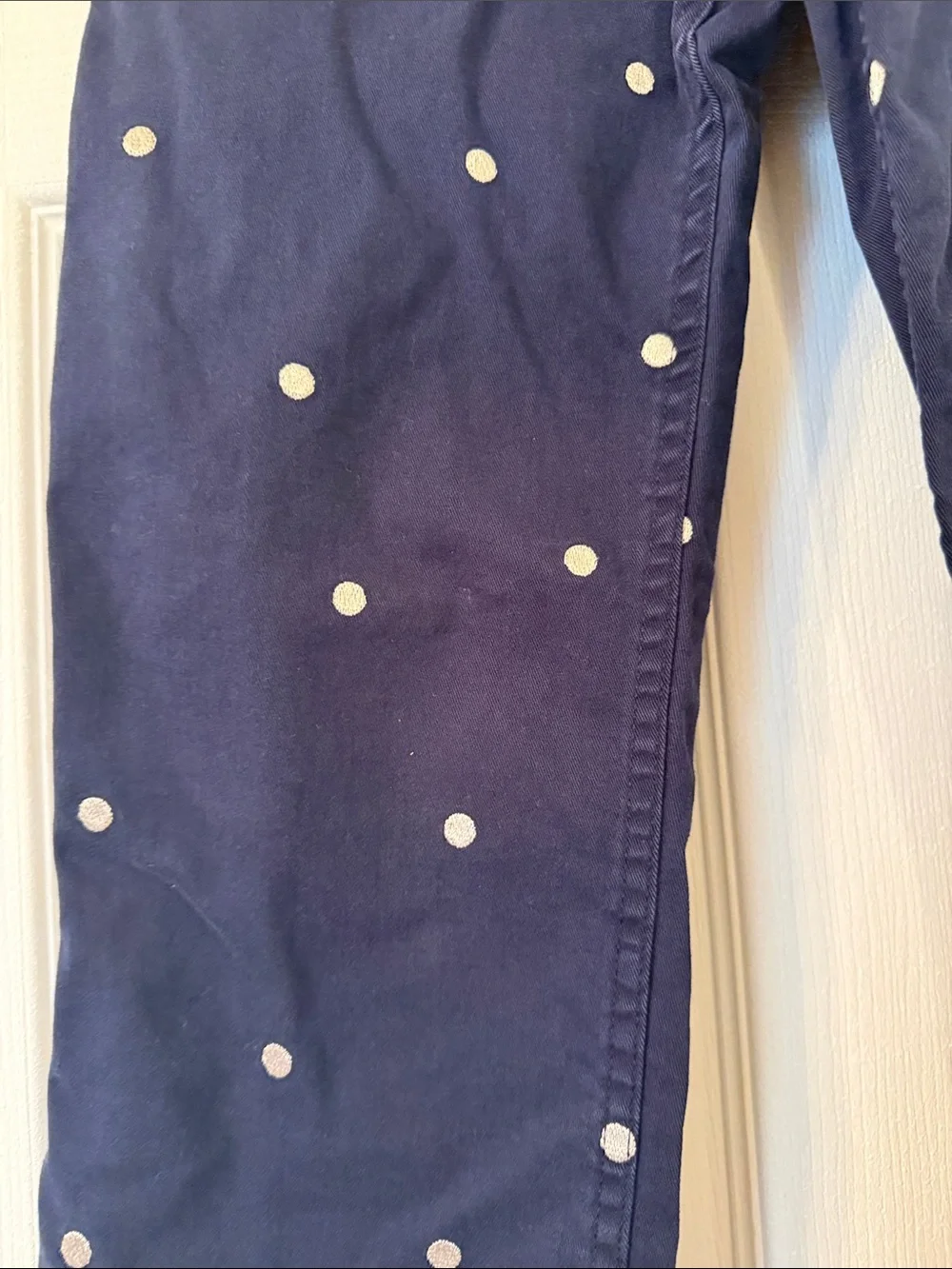 J.Crew Vintage Straight Navy Polka Dot Stretch Chino Pants Size 26 Cropped